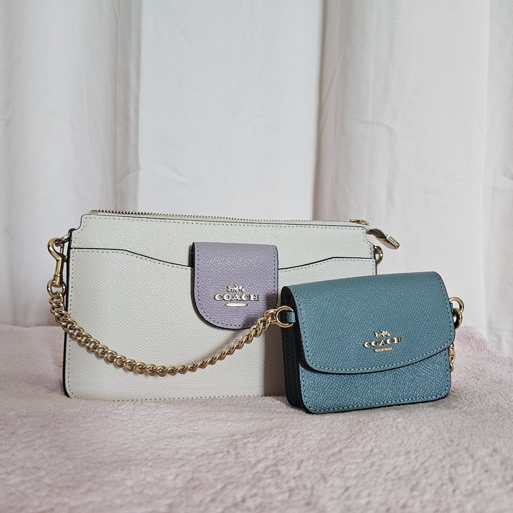 Coach Poppy Crossbody with Card Case in Colorblock | Gold Chalk Multi